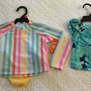 NWT - Wonder Nation Swimsuit 2-Piece + 2-Piece Wonder Nation Long-Sleeve Bikini